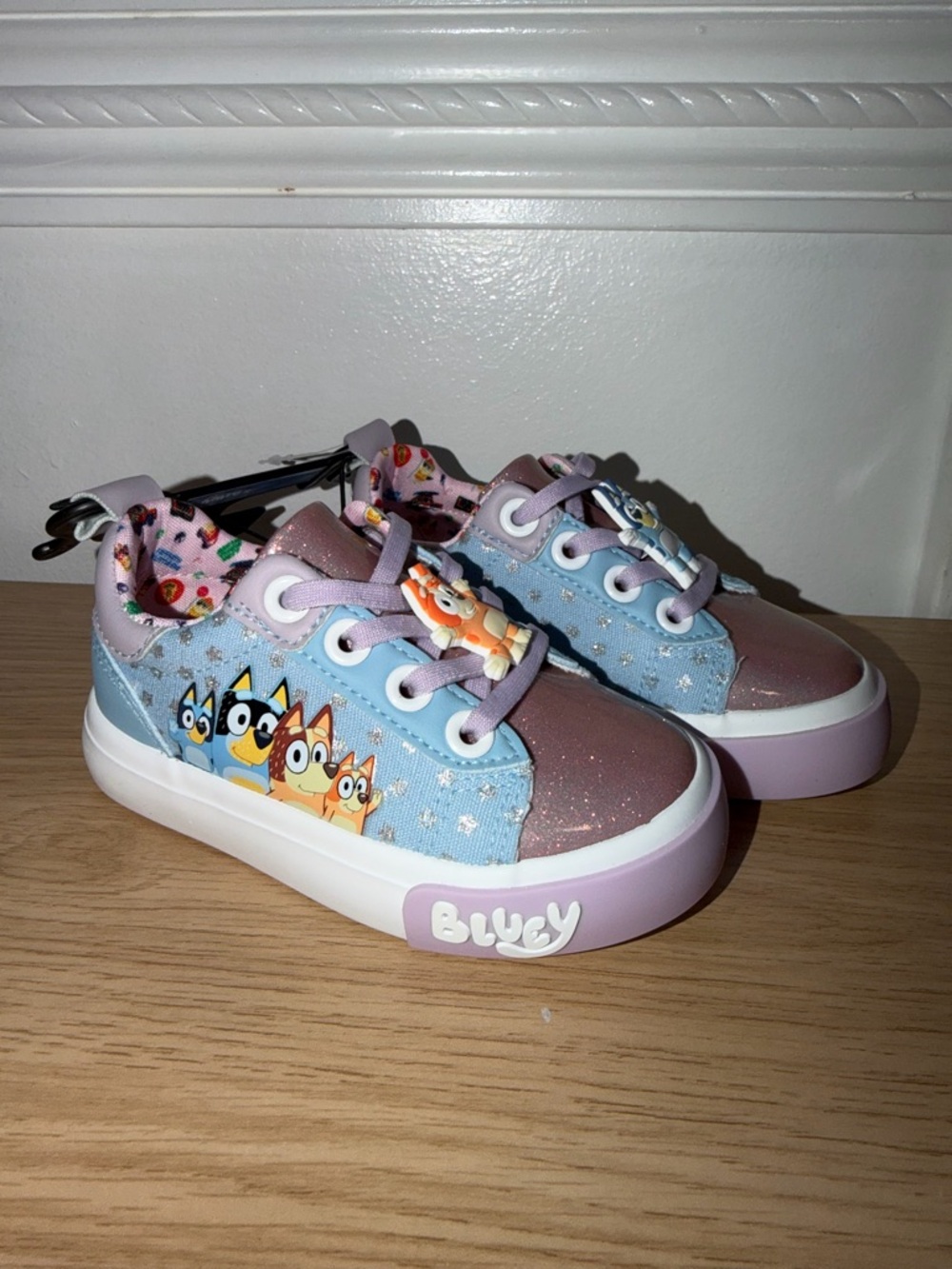 Bluey Kids' Glitter Accent Low-Top Sneakers in Pink and Light Blue